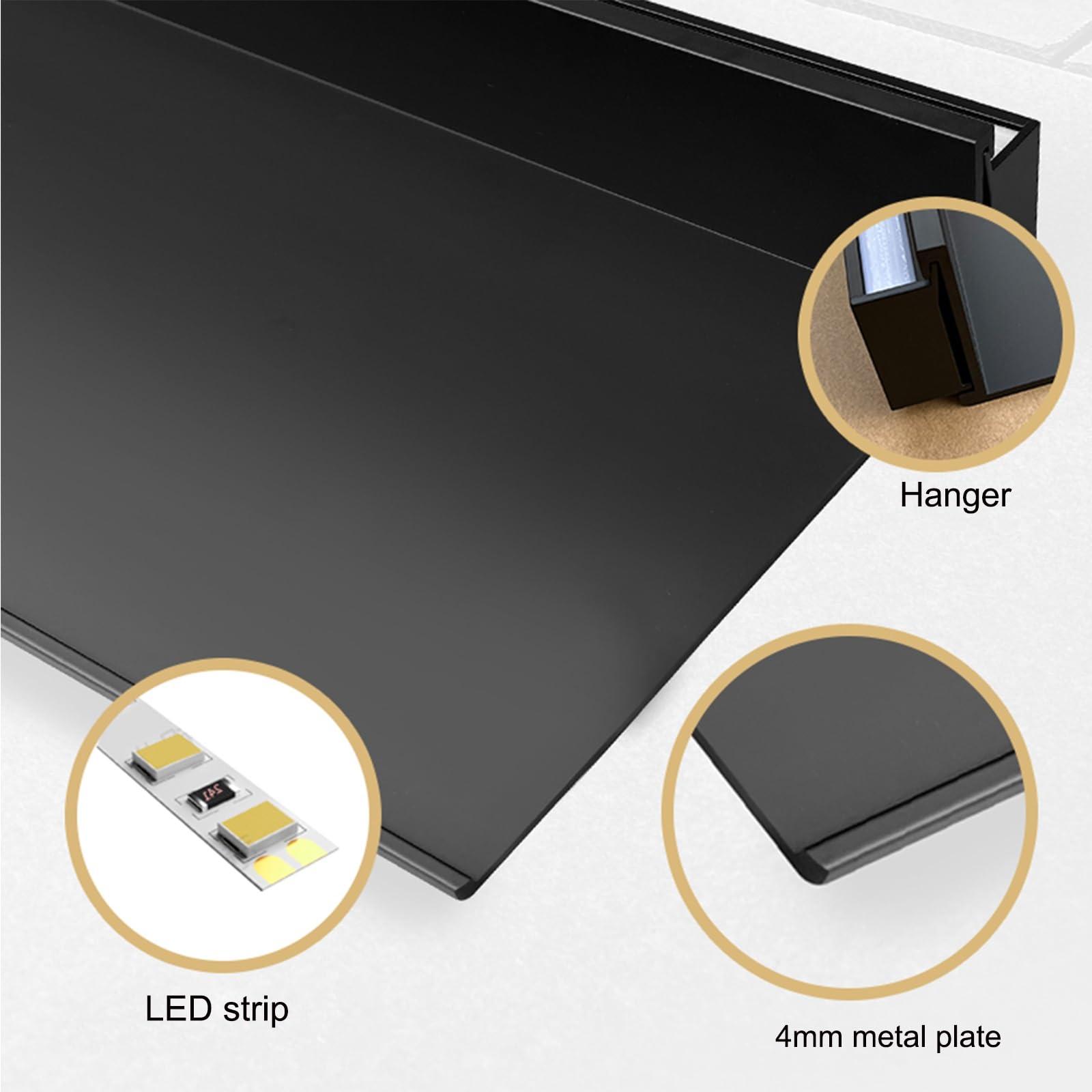 EMYJAY Wall Mounted Light-Emitting Shelves, Storage Shelf Floating Display Shelf LED Light Up Can Hold A Lot of Things Objects are Not Easy to Fall (Color : Black, Size : 60x23x7.5cm)