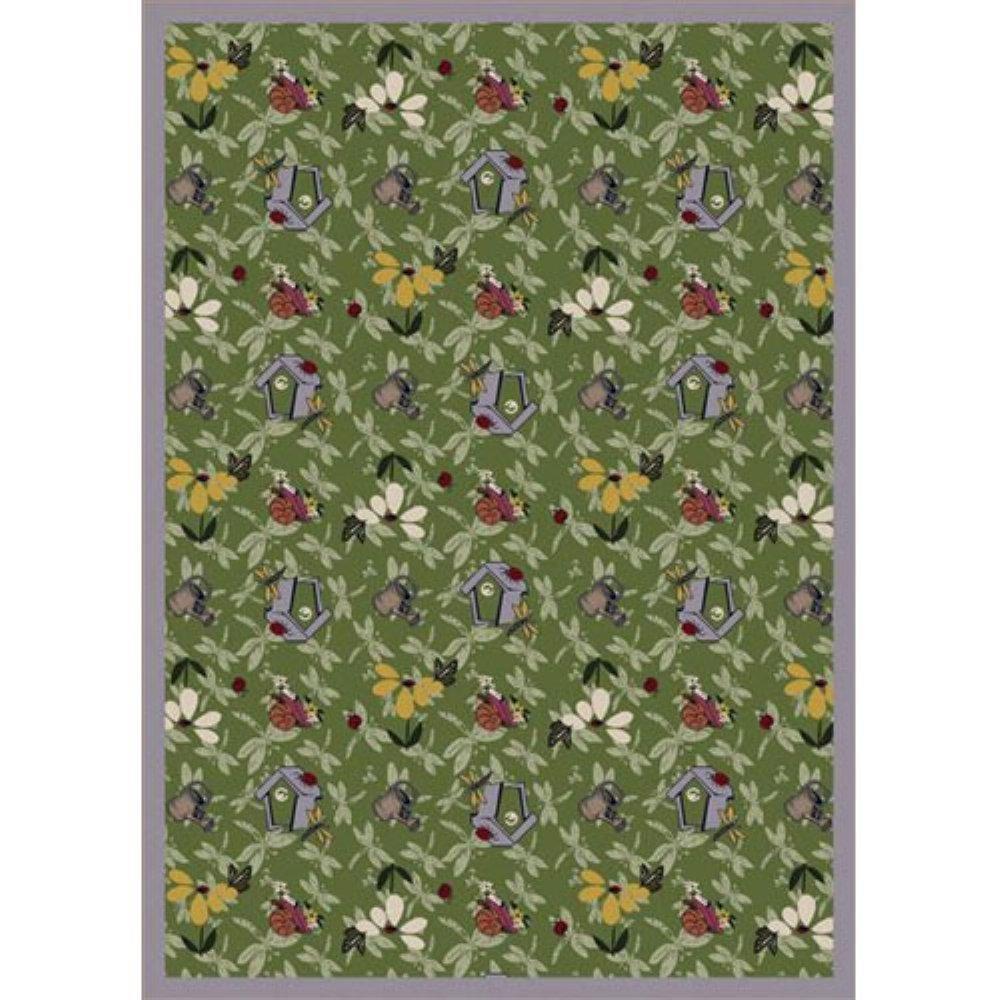 Joy Carpets Joy Carpets Kaleidoscope Flower Garden Whimsical Area Rugs, Green