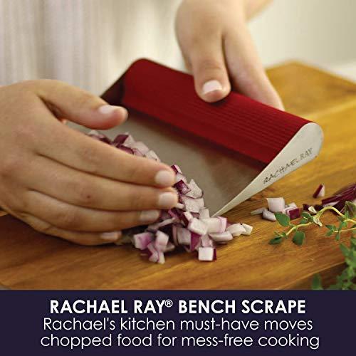Rachael Ray Rachael Ray Tools and Gadgets Stainless Steel Pastry Scraper / Bench Scrape / Kitchen Tool for Baking and Cooking / Dishwasher Safe, Sea Salt Gray, 6x5x1in