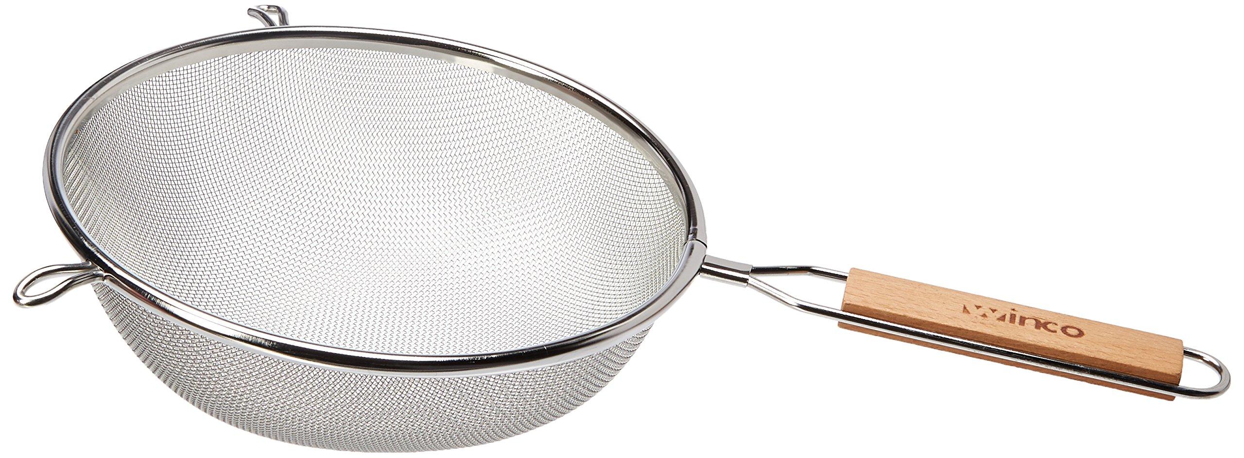 Winco Winco Strainer with Single Fine Mesh, 8-Inch Diameter, Medium, Stainless Steel, Tan