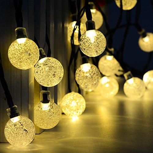 BAOANT BAOANT Solar String Lights Fairy Lights 20Ft 30 LED Crystal Ball String Lights Starry Lights Globe String Lights for Garden Home Patio Indoor Outdoor(Warm-White)