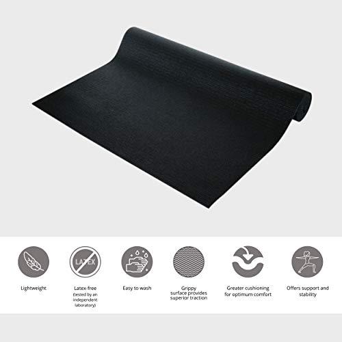 Wai Lana Yogi Mat by Wai Lana (Color: Black) - 1/8 inch Thick, Non-slip, Stylish, Latex-Free, Lightweight, Optimum Comfort