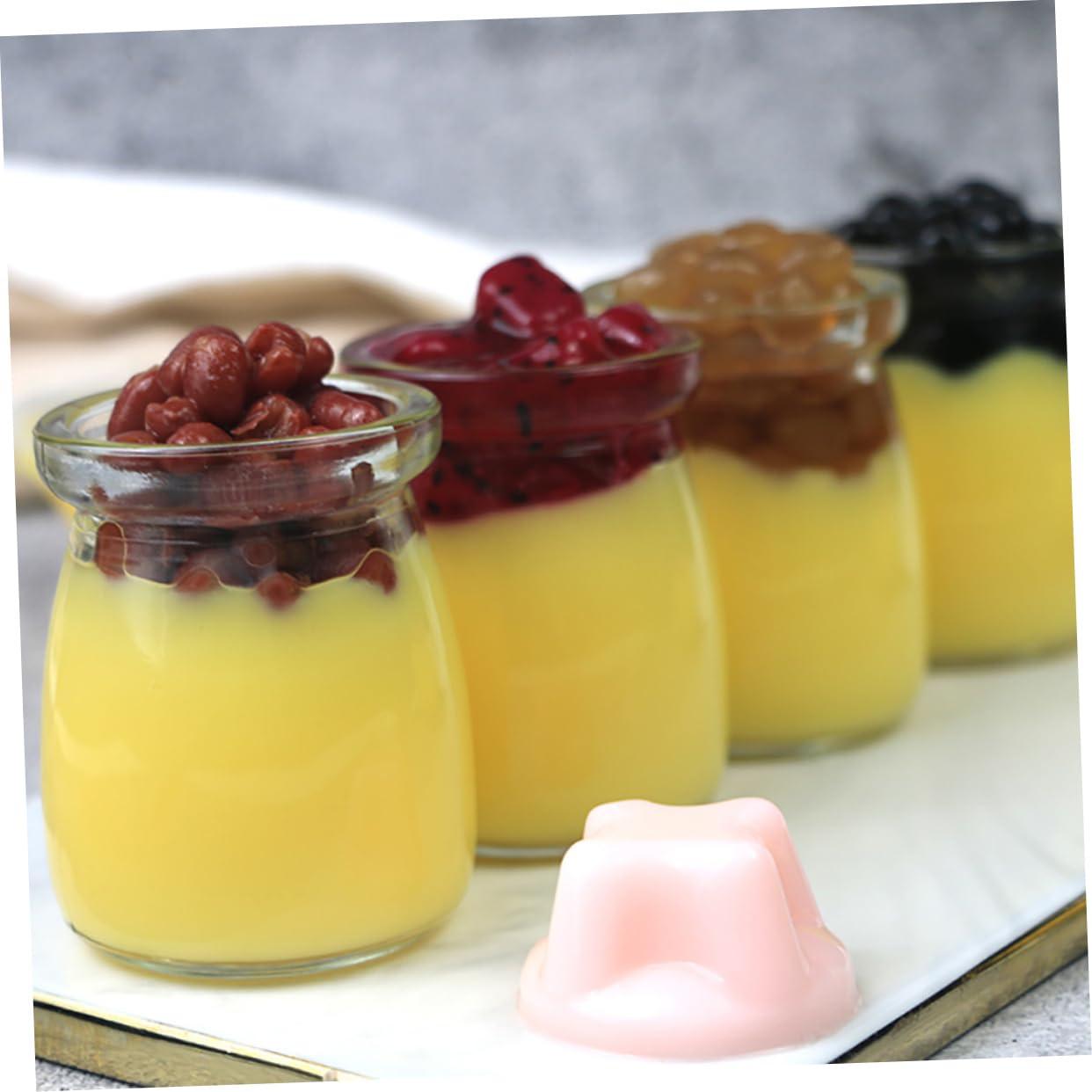 PRETYZOOM PRETYZOOM 10pcs 200mL Wide Mouth Glass Pudding Jars with Lids Storage Containers for Pudding Yogurt and Juice Glass Jelly Cups Set