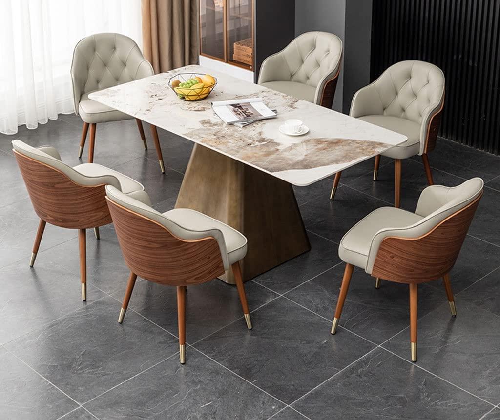 DUSXLX Kitchen Dining Room Chairs Set of 2 Modern Microfiber Leather High Back Padded Soft Seat Living Room Chairs with Beech Wooden Metal Legs (Color:)