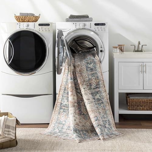 BoutiqueRugs BoutiqueRugs Adara Traditional Bordered Area Rug - Machine Washable - Dark Red, Blue, White - 2'7" x 4'