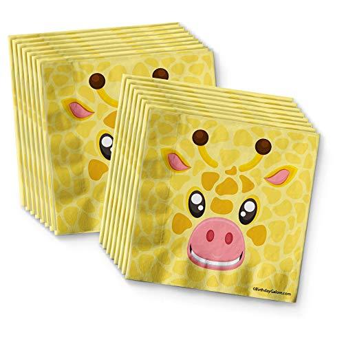 Birthday Galore Giraffe Birthday Party Supplies - Jungle Animal Party Supplies - Zoo Animal Party Supplies - Giraffe Themed Party Supplies | Tableware Set Includes Plates, Napkins and Cups | Kit for 16 Set