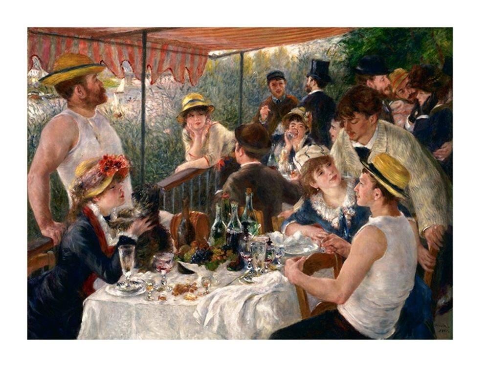 Alonline Art Alonline Art - Luncheon Of The Boating Party by Auguste Renoir | White framed picture printed on 100% cotton canvas, attached to the foam board | Ready to hang frame | 24\"x19\" | Wall art home decor