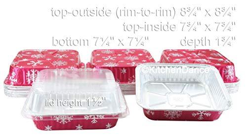 Durable Packaging Durable Packaging Disposable Aluminum Foil Red Holiday Cake Pan with Clear Dome Lid - 8 x 8 Inches - Perfect for Baking, Cooking - 9101X, 50 Count