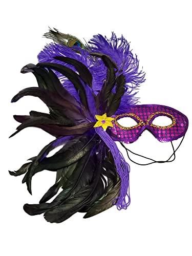 generic Elegant Purple Feather Mask Masquerade Mardi Gras New