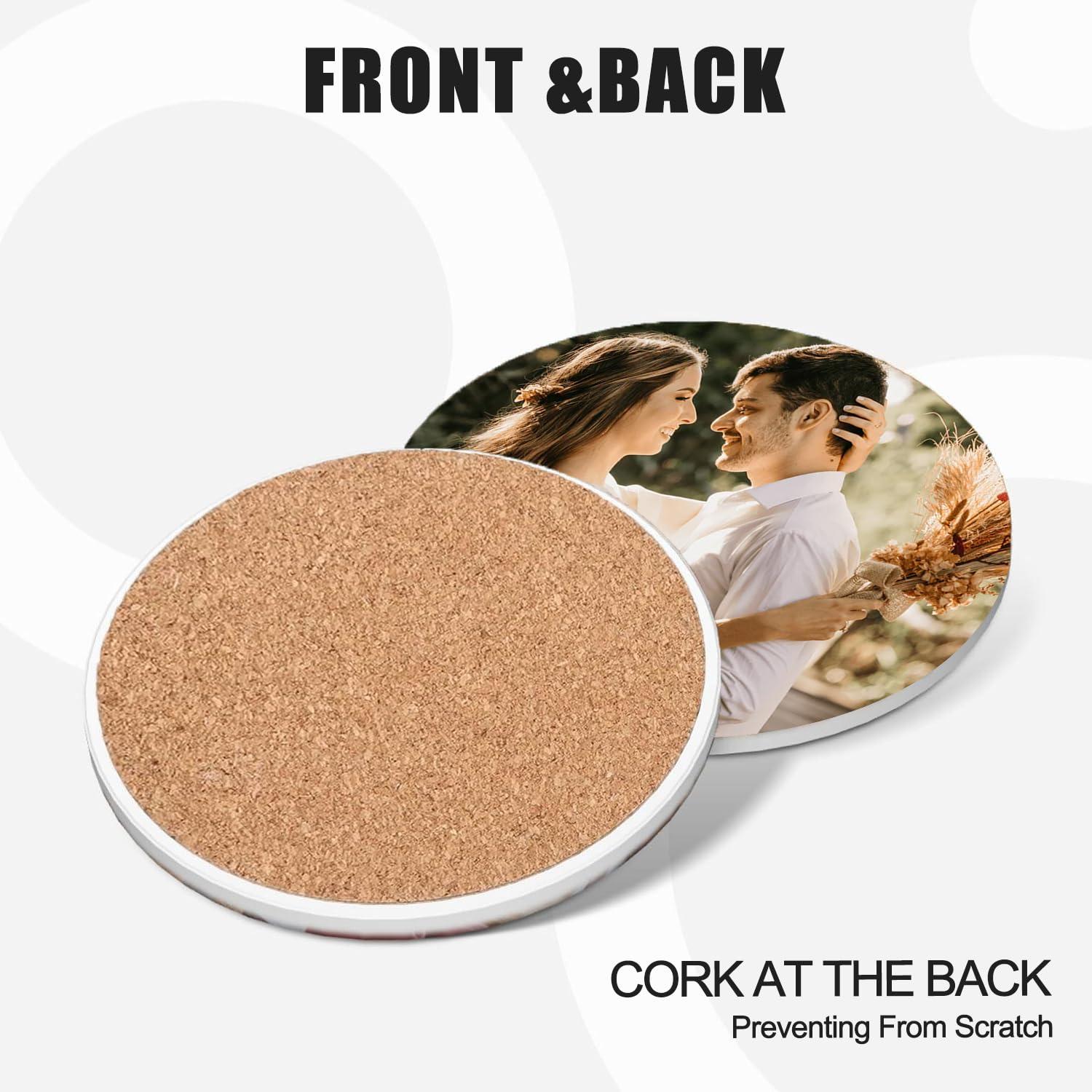 POKEHAND Custom Coasters, Personalized Ceramic Coasters for Crafts, Customized Drink Coasters with Your Photo, Text and Logo, for Weddings, Bars, Homes, Offices