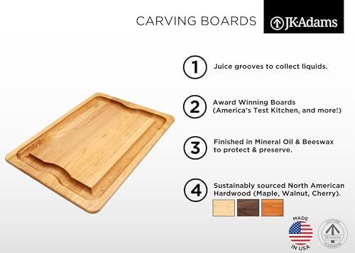J.K. Adams JK Adams Walnut Carving Board with Juice Grooves - 20x14- Butcher Block Cutting Board - Cutting Boards Wood - Thick Cutting Board - Hardwood Cutting Board - Great for Holiday Dinners