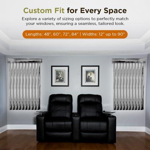 BlindDen BlindDen - Vinyl Vertical Window Blinds for Home - Vertical Blinds for Sliding Glass Doors - Silver - (84" W x 56" H)