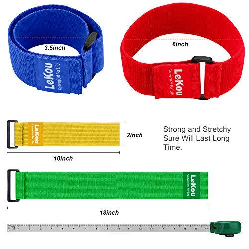 lekou Lekou Elastic Cinch Straps 2\" x 18\" (8 Pack) , Stretchy Hook and Loop Storage Straps Hook and Loop Cinch Strap with Buckle - Bicycle, Truck, Boat Extension Cords, Ropes, Hoses Garage & RV Organization