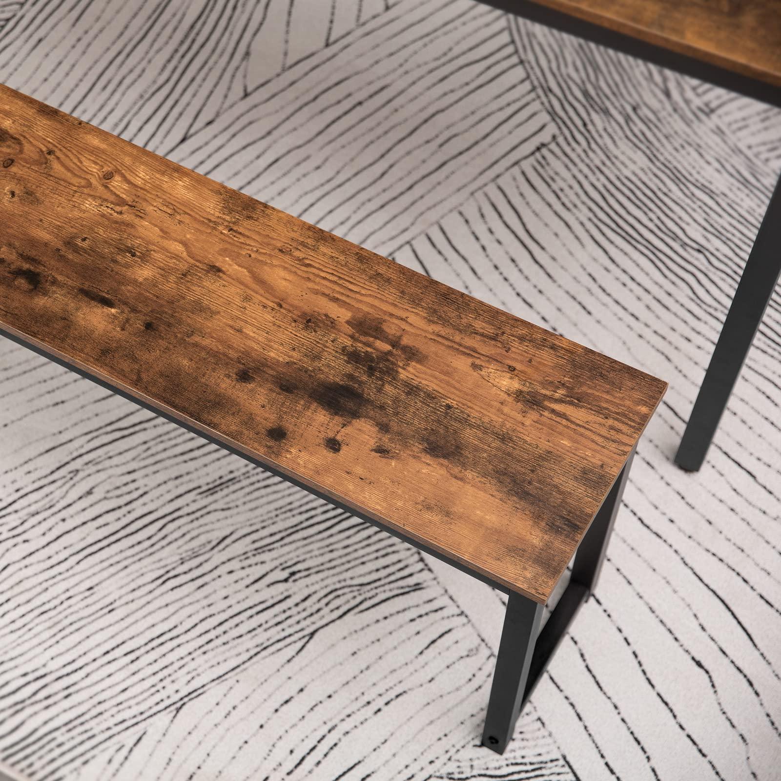 HOOBRO HOOBRO Pair of 2 Benches and Dining Bench Bundle, Industrial Style Indoor Benches for Kitchen, Living Room, 39.4\" Upholstered Table Bench for Kitchen, Dining Room, Entryway BF01CD01-CB100CD01