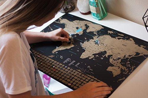 EARTHABITATS Scratch Off World Map Poster  Deluxe Travel Map, Scratch Off Map of The World with US States and Country Flags, Tracks Where You Have Been, Full Accessories Set, Gift for Travelers, by Earthabitats