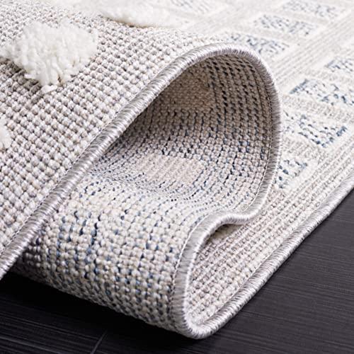 Safavieh SAFAVIEH Trends Collection Area Rug - 6'7" Round, Grey & Ivory, Modern Textured Design, Non-Shedding & Easy Care, Ideal for High Traffic Areas in Living Room, Bedroom (TRD122F)