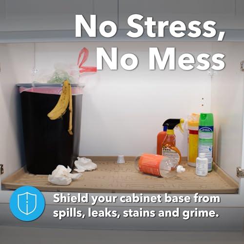 Xtreme Mats Xtreme Mats Waterproof Under Sink Mat (Beige 37" 1/4 x 19 1/4) Shelf Liner Cabinet Liner for Home Bathroom Vanity Cabinets Plumbing Leak Water Damage Prevention Flexible Under Bathroom Sink Driptray