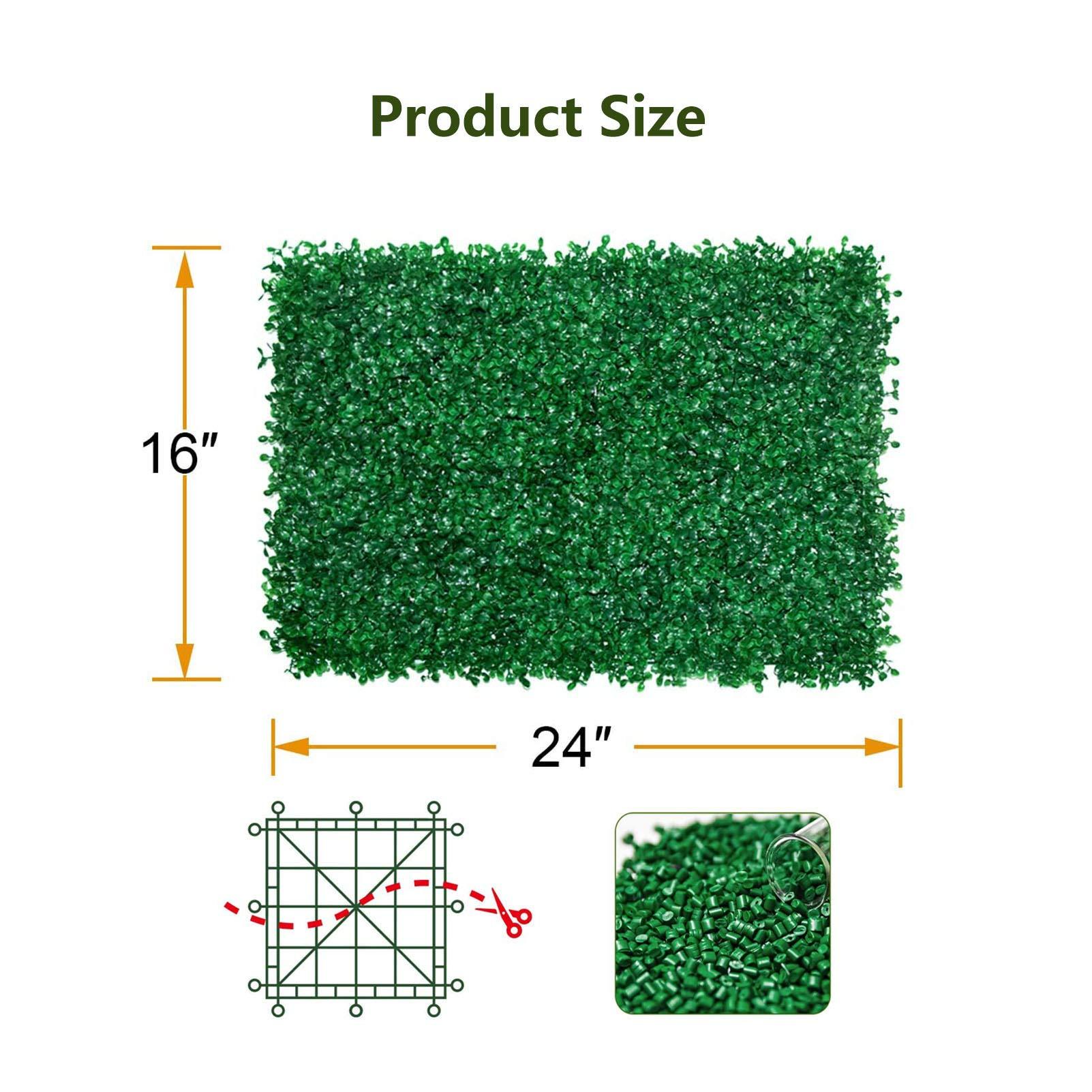 QIAOH QIAOH Artificial Boxwood Panels 24PCS, Faux Hedge Wall Backdrop, Artificial Grass Wall, Green Boxwood Wall Mat for Outdoor, Balcony, Garden Fence Screen and Indoor Wall Decoration