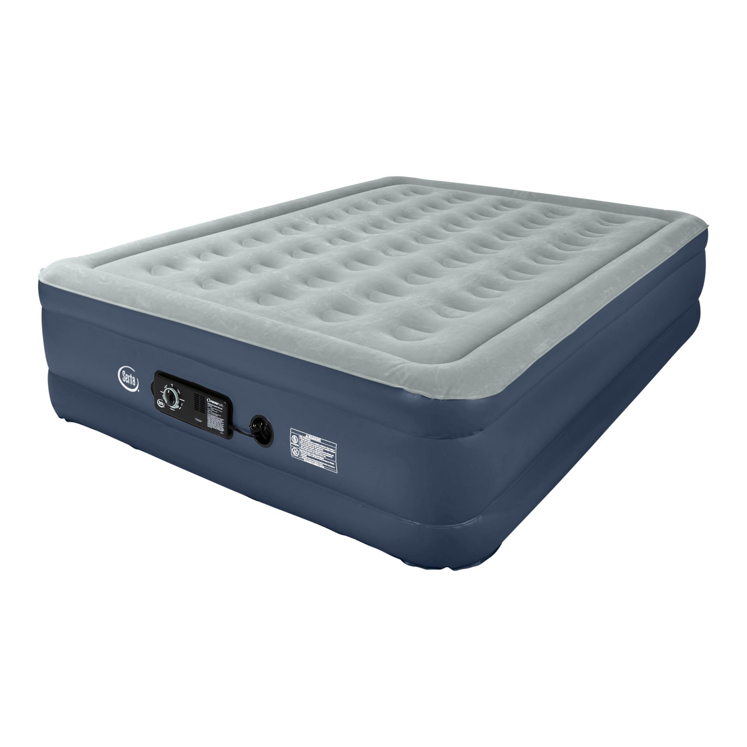 Serta Serta Raised Air Mattress with Never Flat Pump | Size: Queen 18\" | Luxury Inflatable Mattress with Built in Air Pump to Ensure a Good Nights Rest | Heavy Duty Blow Up Mattress with Self Inflating Pump