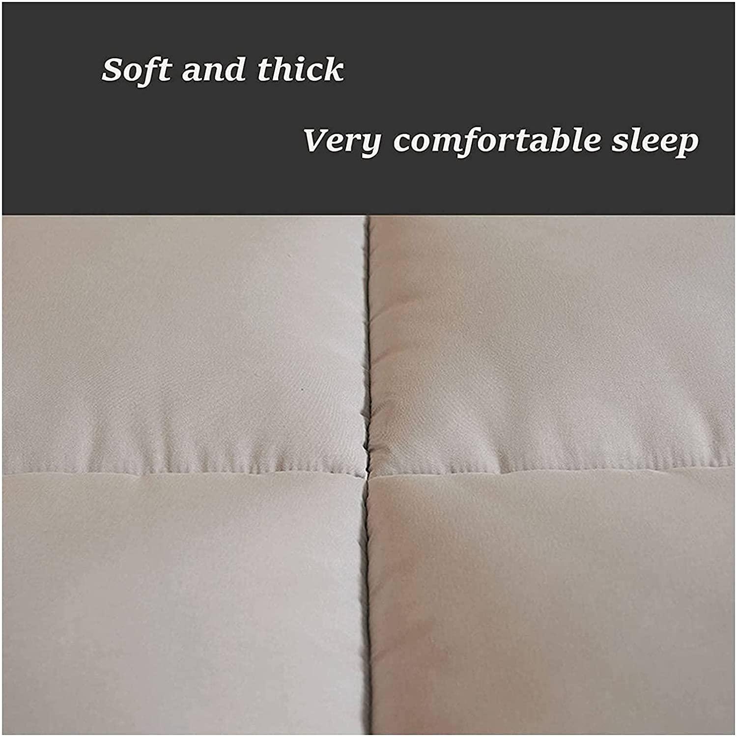 DOOGL DOOGL Japanese Floor Futon Mattress, Tatami Floor Mat Portable Camping Mattress Kids Sleeping Pad Foldable Roll Up Floor Couch Bed with Mattress Protector (Pink,Queen)