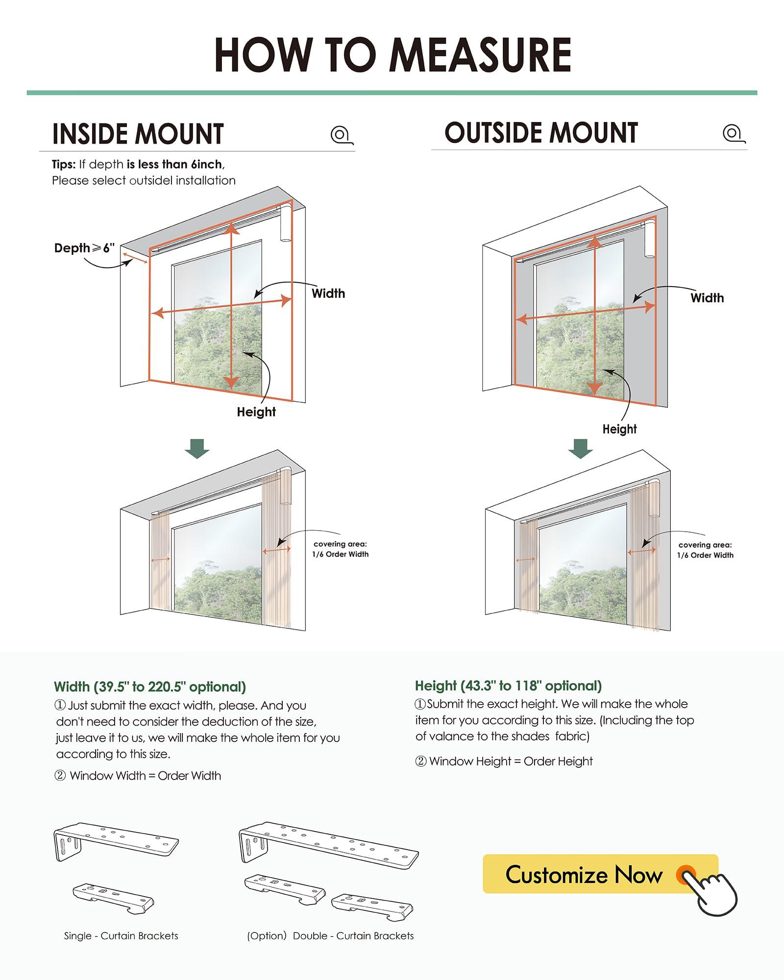Yoolax Yoolax Smart Retractable Curtain Compatible with Alexa and Google Home, Motorized Curtain Hardwired with Remote Customized Size (Champagne)