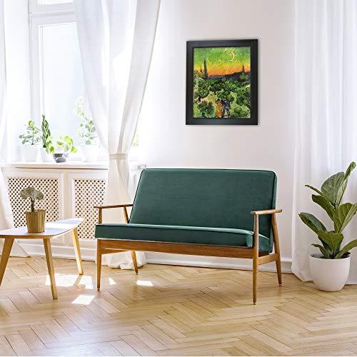 overstockArt overstockArt Landscape with Couple Walking and Crescent Moon by Van Gogh Canvas with New Age Wood Frame, Black Finish