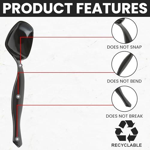 C&S Event Supply Co. 8.5\" Black Plastic Serving Spoons for Buffet, Bulk 12 Count, Heavy Duty Disposable Spoon, Large Plastic Serving Utensils for your Catering Supplies, Events, Party, and Weddings by C&S Event Supply Co.