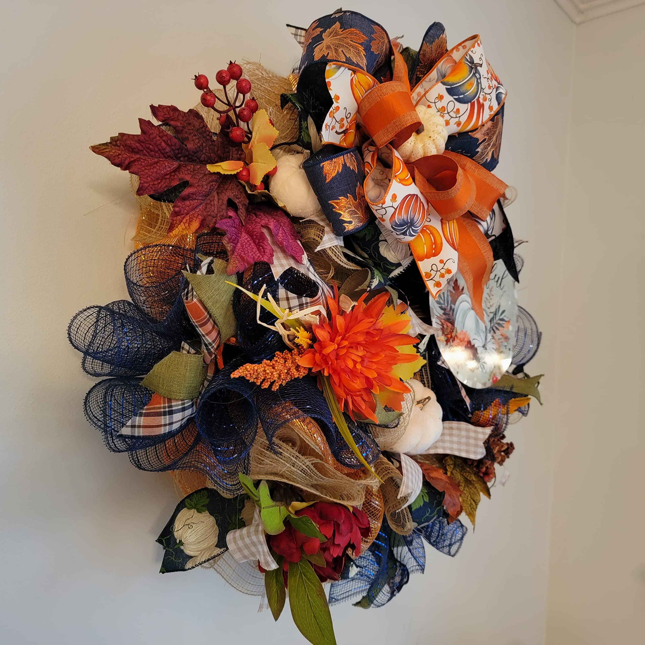 Generic Fall Deco Mesh Wreath, Thanksgiving Wreath