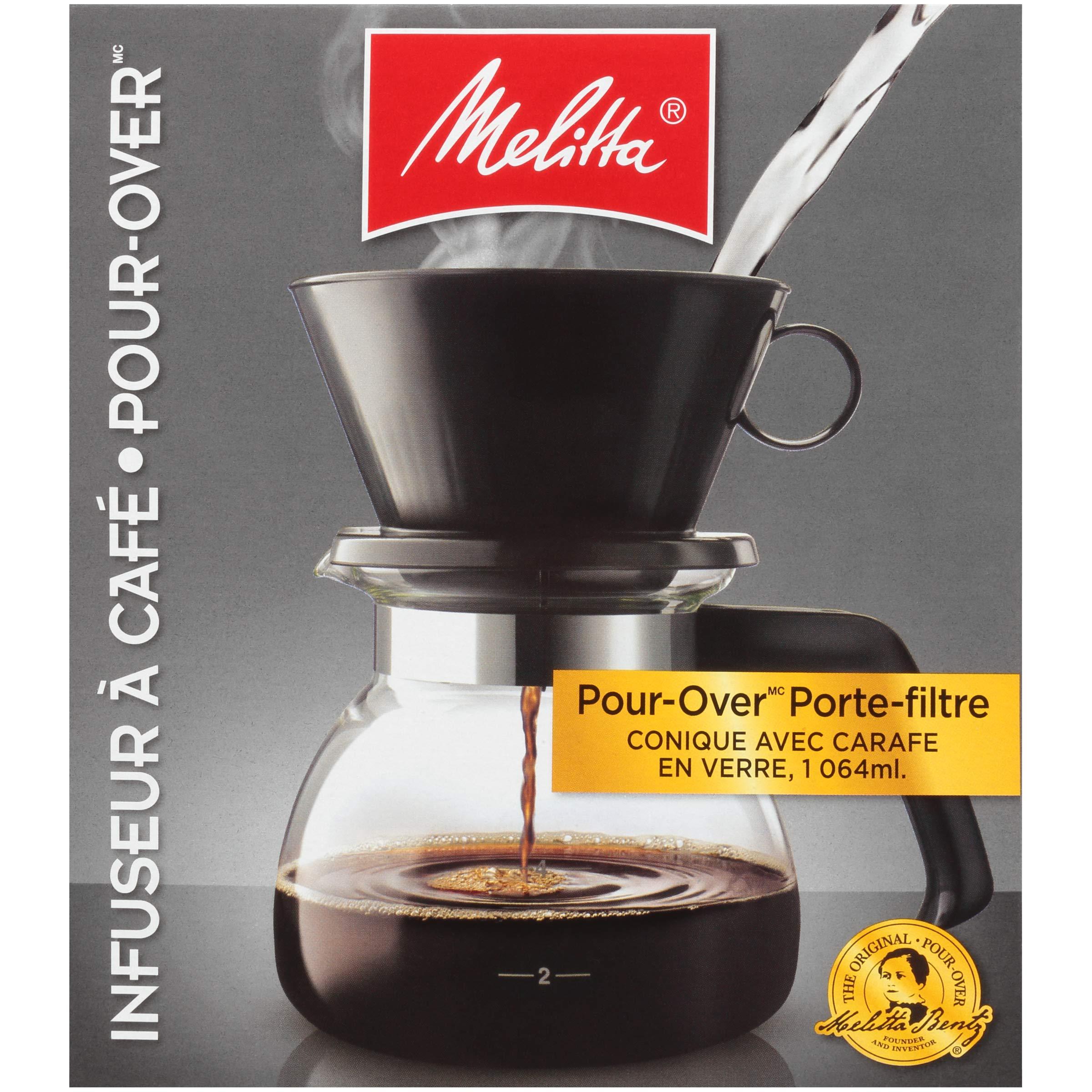 Melitta Melitta Pour-Over Coffee Brewer W/ Glass Carafe, Holds 6 - 6 Oz Cups, Black