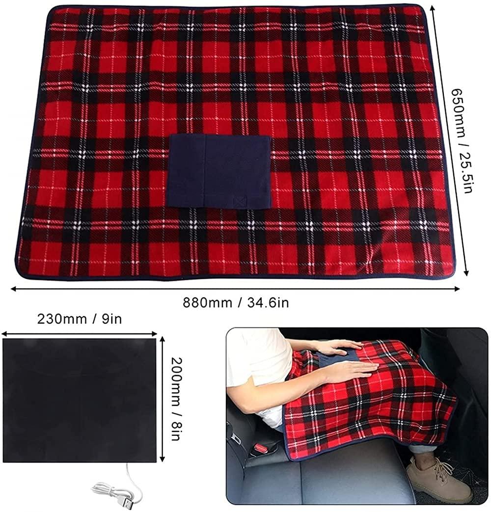 RAGGZZ RAGGZZ Heated Blanket Soft Plush Throw Electric USB Blanket Single Winter Warmer Cotton Velvet Machine Washable Waterproof for Home Sofa Travel Office Indoor and Outdoor-C