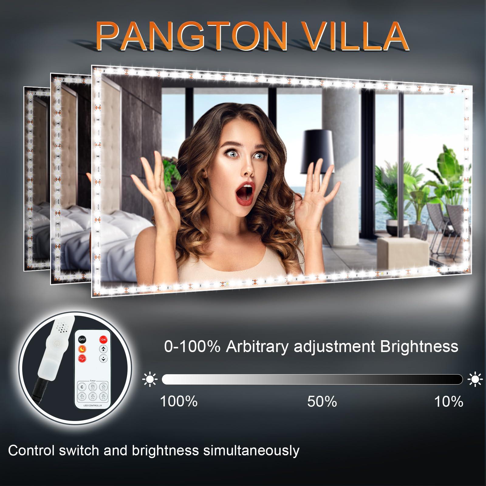 PANGTON VILLA LED Vanity Mirror Lights for Makeup Dressing Table Vanity Set 13ft Flexible LED Light Strip Kit 6000K Daylight White with Dimmer and Power Supply, DIY Mirror, Mirror not Included