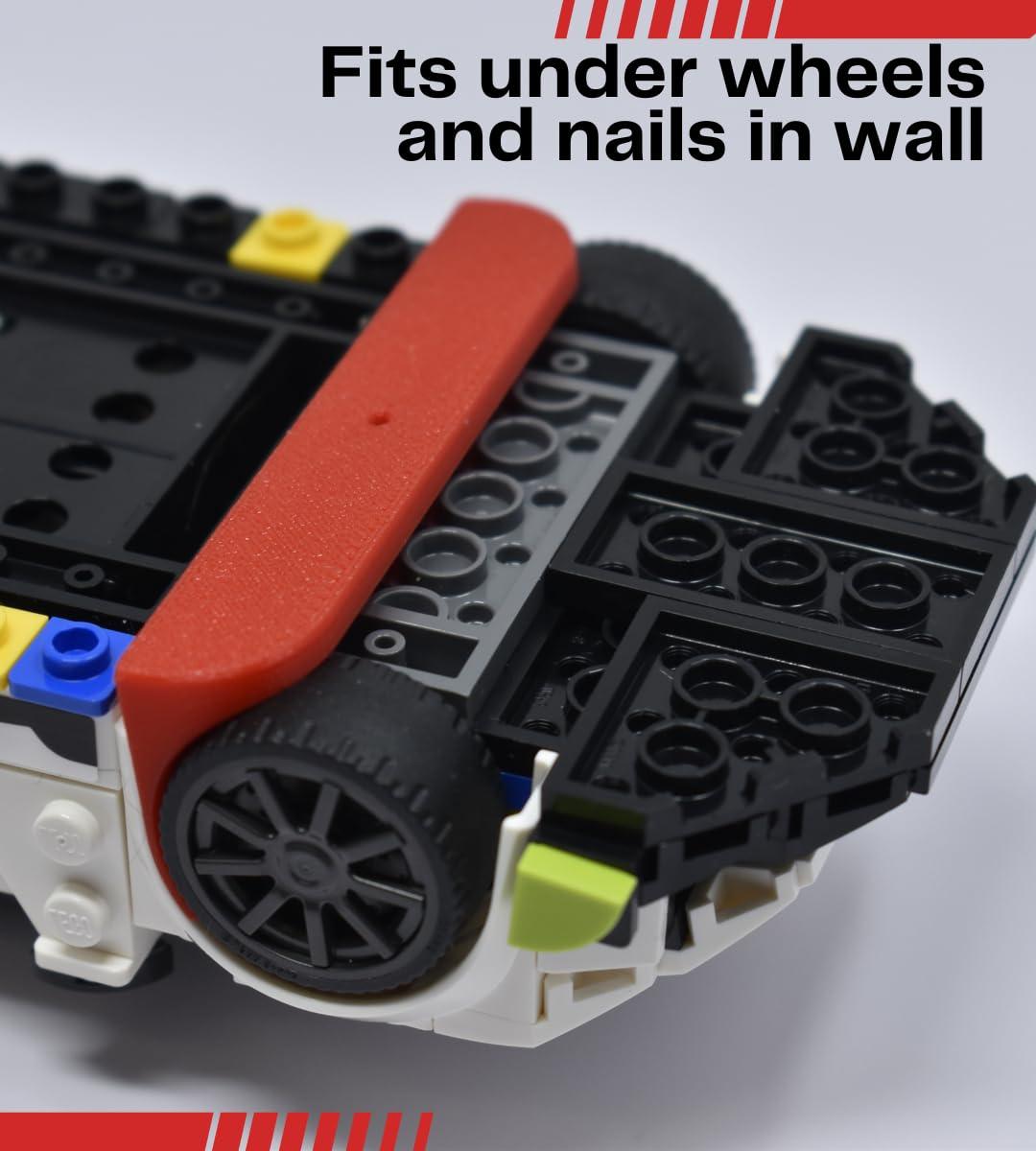 Chatelet Collectible Car Display Wall Mount Compatible with Lego Speed Champions | Wall Display Mounts Compatible with Lego Racecar Models | Made in USA (Red, 10 Pack)