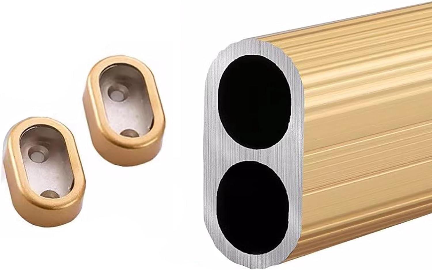 BYZOMU Oval Clothes Pole For Wardrobe Heavy Duty 160 150 140 160 120 110 100 90 80 70cm Long, Wall Mounted Metal Closet Rods Clothes Hanger With End Supports, Load 330lbs ( Color : Gold , Size : 33inch/83.8c