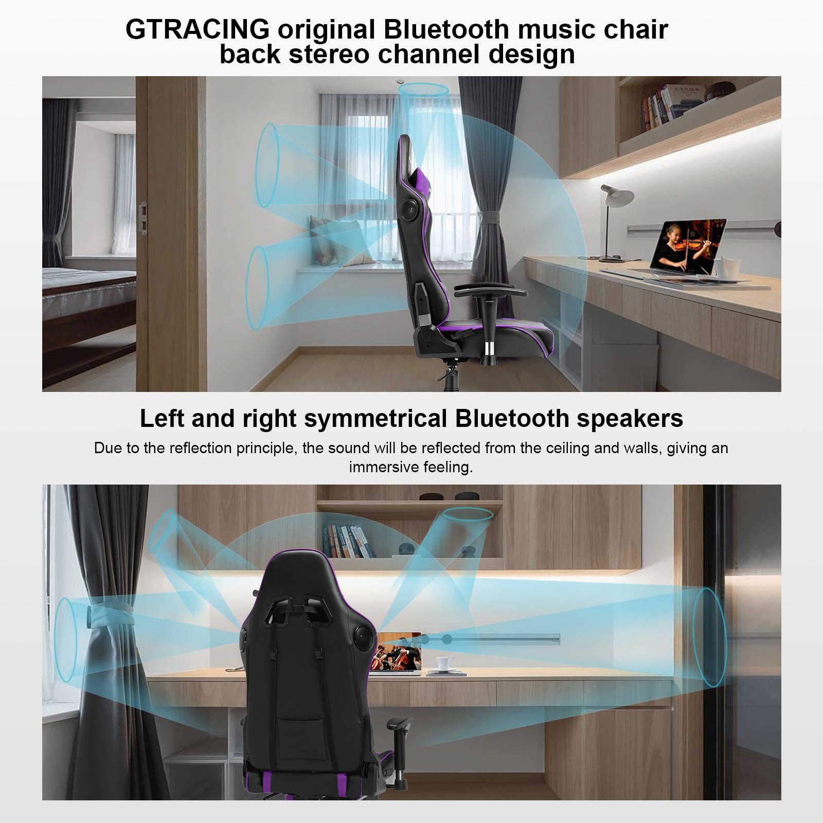 GTRACING GTRACING Gaming Chair with Bluetooth Speakers Music Video Game Chair Audio Ergonomic Design Heavy Duty Office Computer Desk Chair GT890M Purple