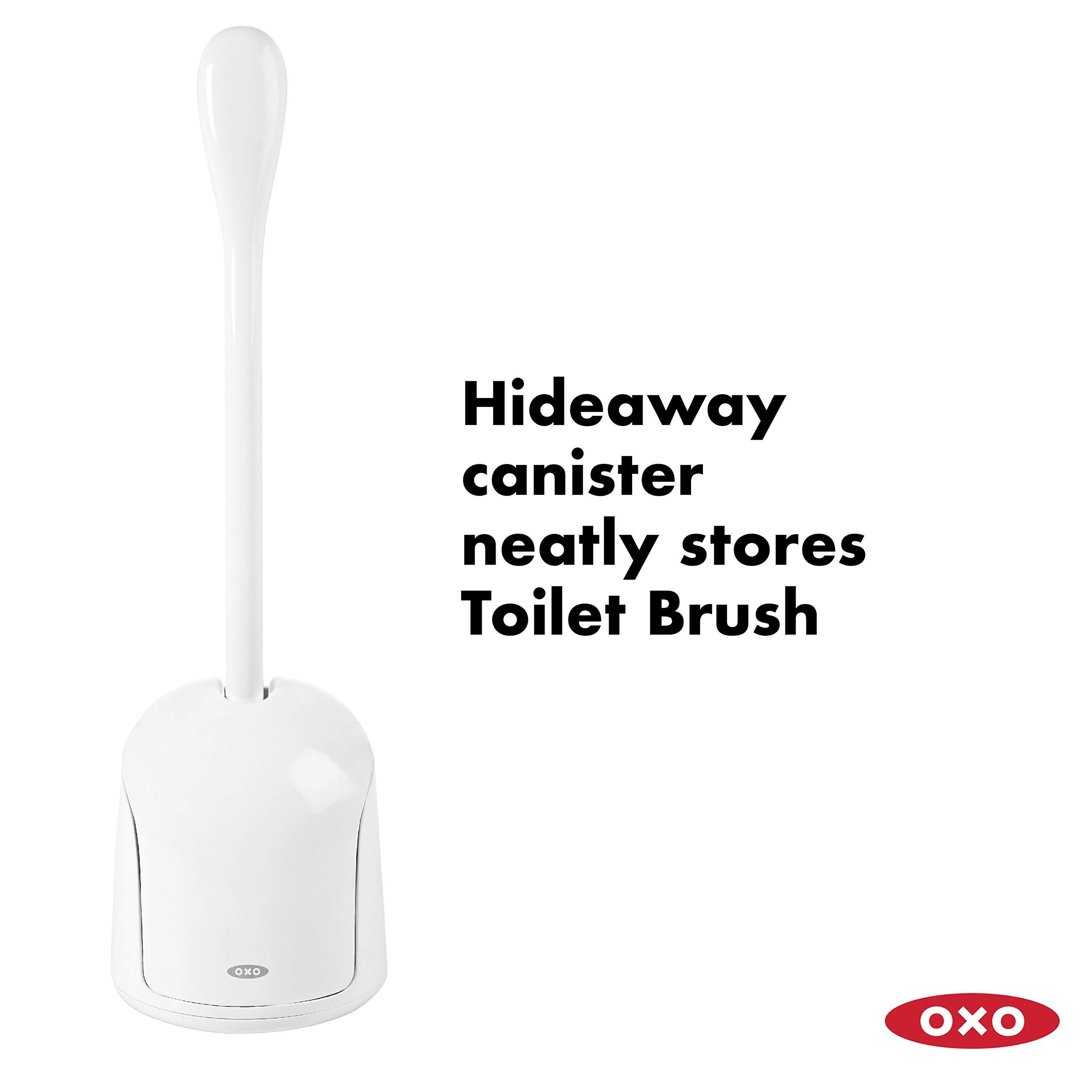 OXO OXO Good Grips Compact Toilet Brush & Canister (White) and OXO Good Grips Toilet Plunger with Cover (White)