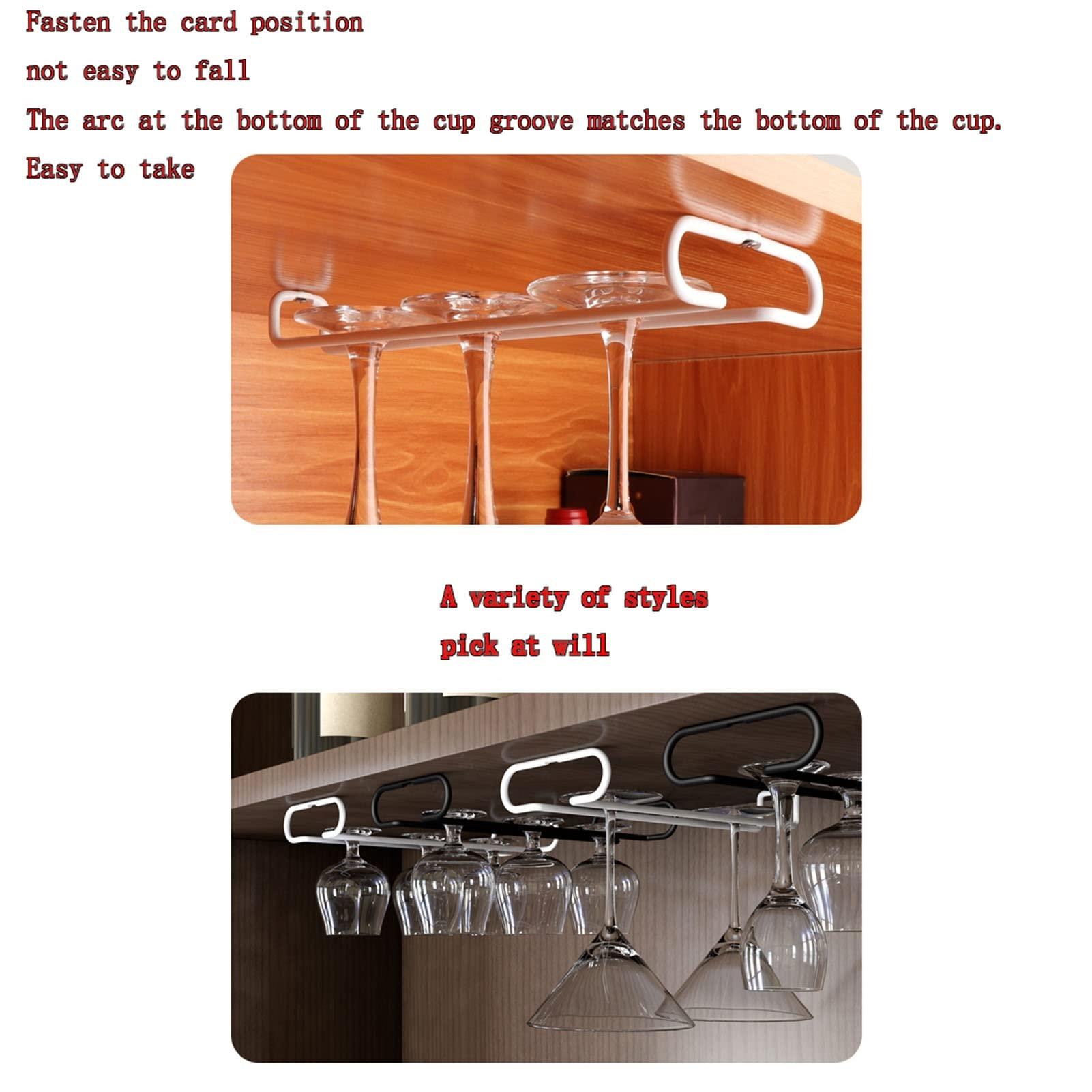 CTVR Aluminum alloy Wine Glass Rack, Stemware Hanger, Under Cabinet Wine Glasses Holder Shelf, Glass Holder Storage Hanger for Kitchen Bar screw installation