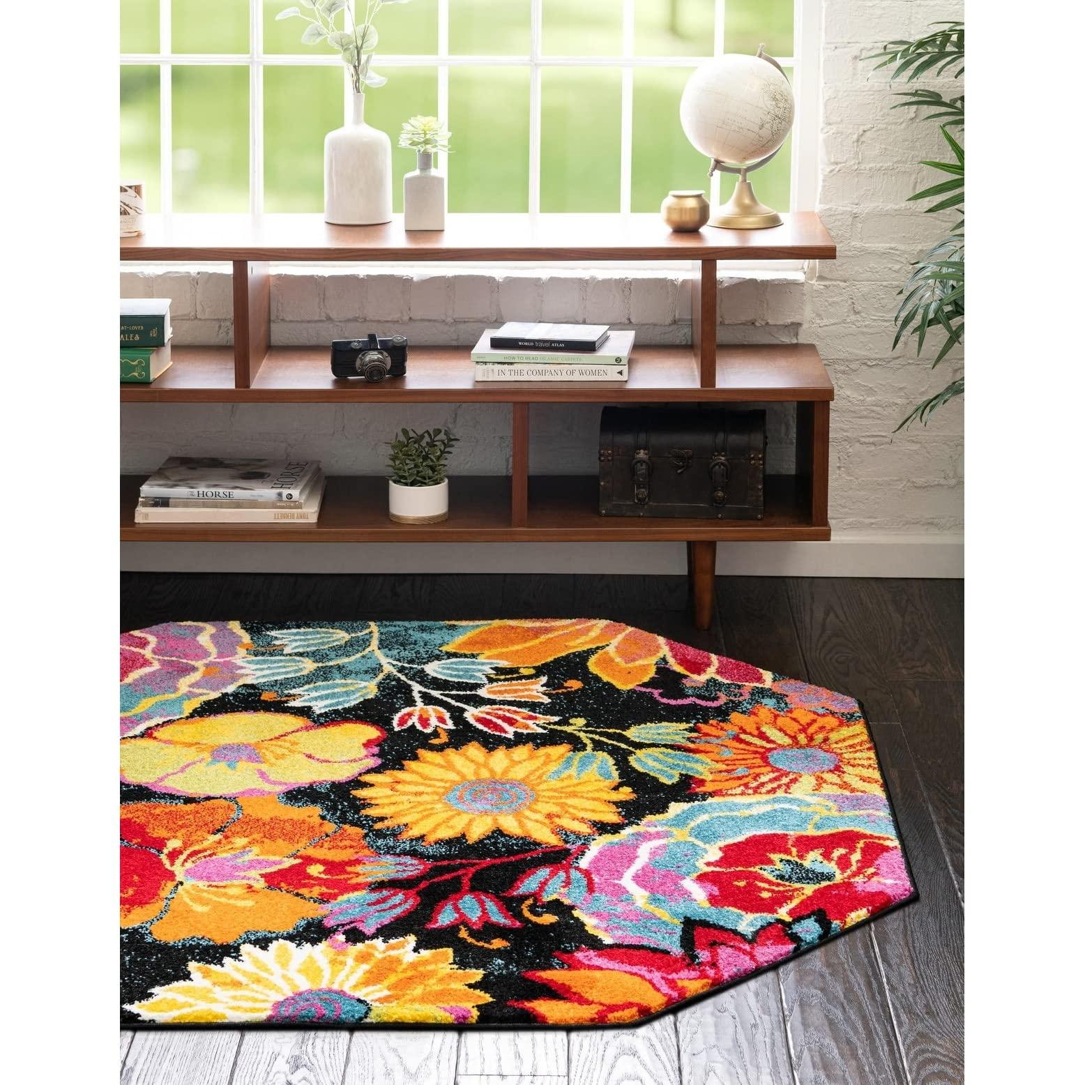 Overstock Overstock Country & Floral Noach Collection Area Rug 8'x10' - Black