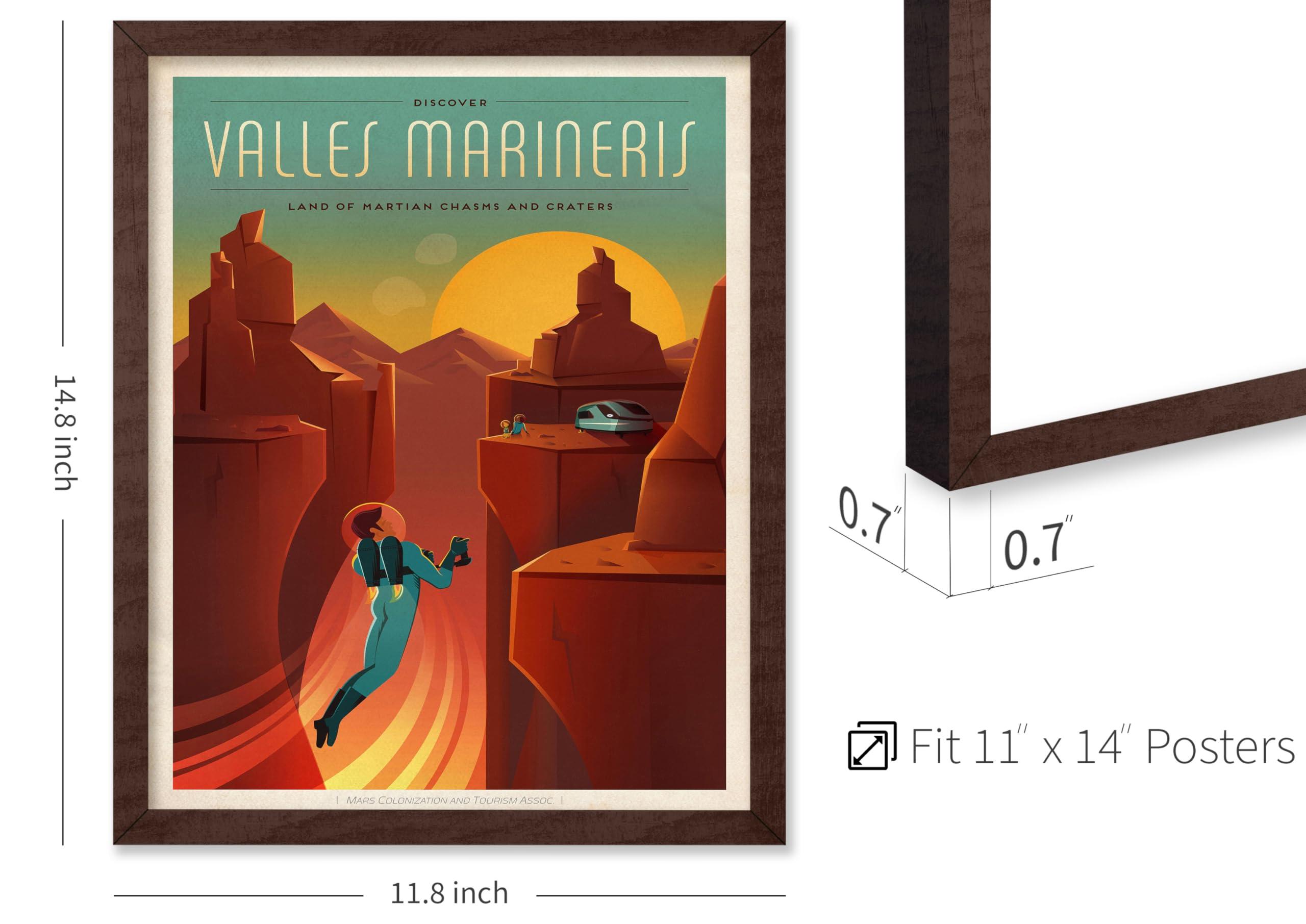Poster Master Poster Master Astronomy Poster - Valles Marineris Travel Poster - Gift for Astronomers and Space Exploration Enthusiasts - Wall Decor Home, Office, Living Room, 11x14 Brown Framed