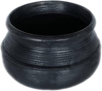 Generic Clay Pot Black Earthen Cookware for Kitchen Black Handi 3 L (Earthenware)