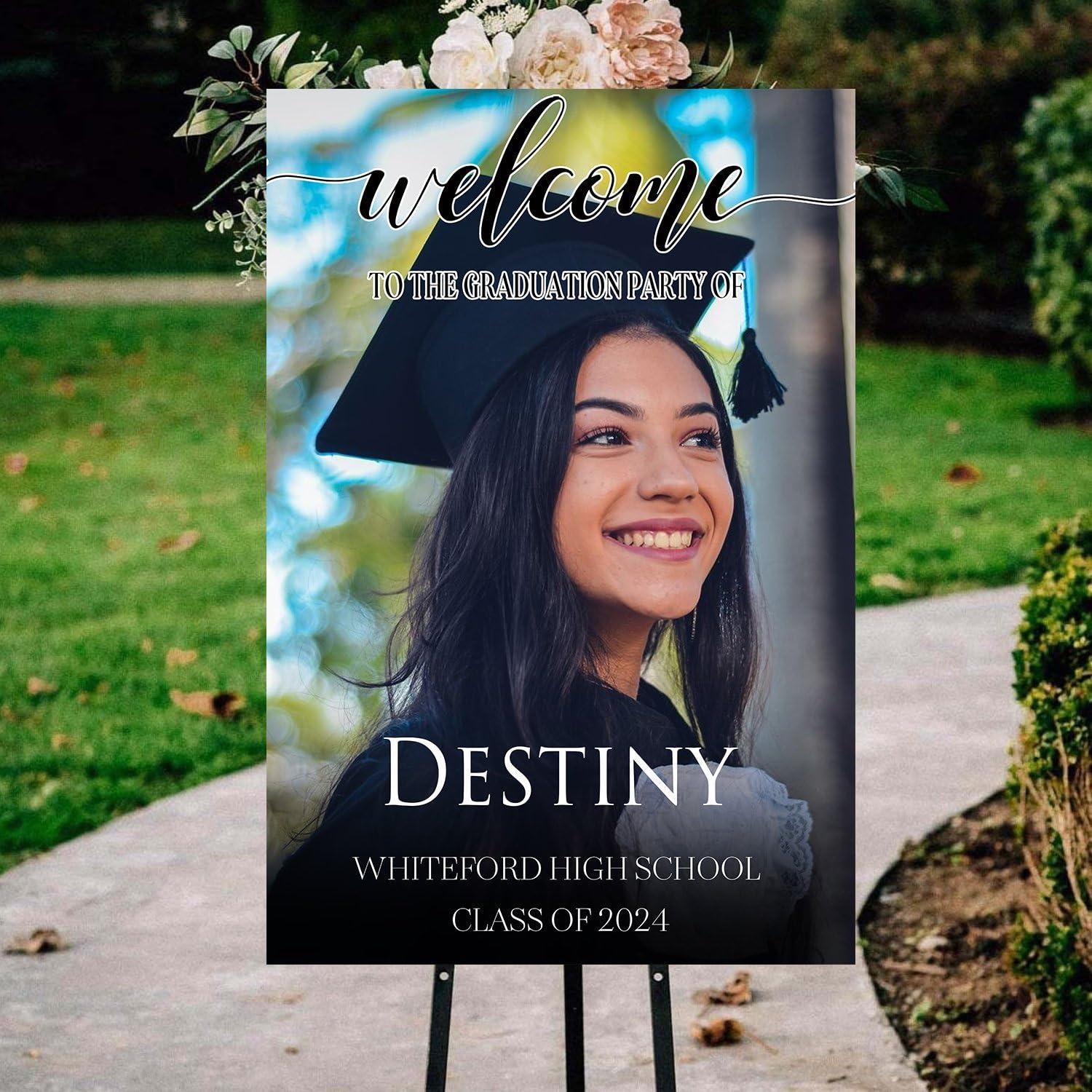 HGLIU Photo Boho Custom Graduation Yard Signs, Personalized Yard Sign Graduation, Personalized Graduation Yard Signs, Graduation Custom Sign, Custom Graduation Signs #26