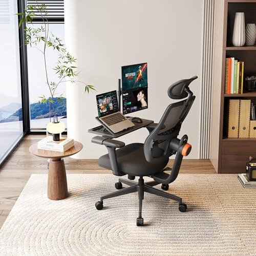 Newtral Newtral Ergonomic Office Chair with Adaptive Lumbar Support- High Back Desk Chair with Adjustable Headrest, 3D Armrest, Adjustable Seat Depth & Height, Home Office (with Laptop Table Tray, Black)