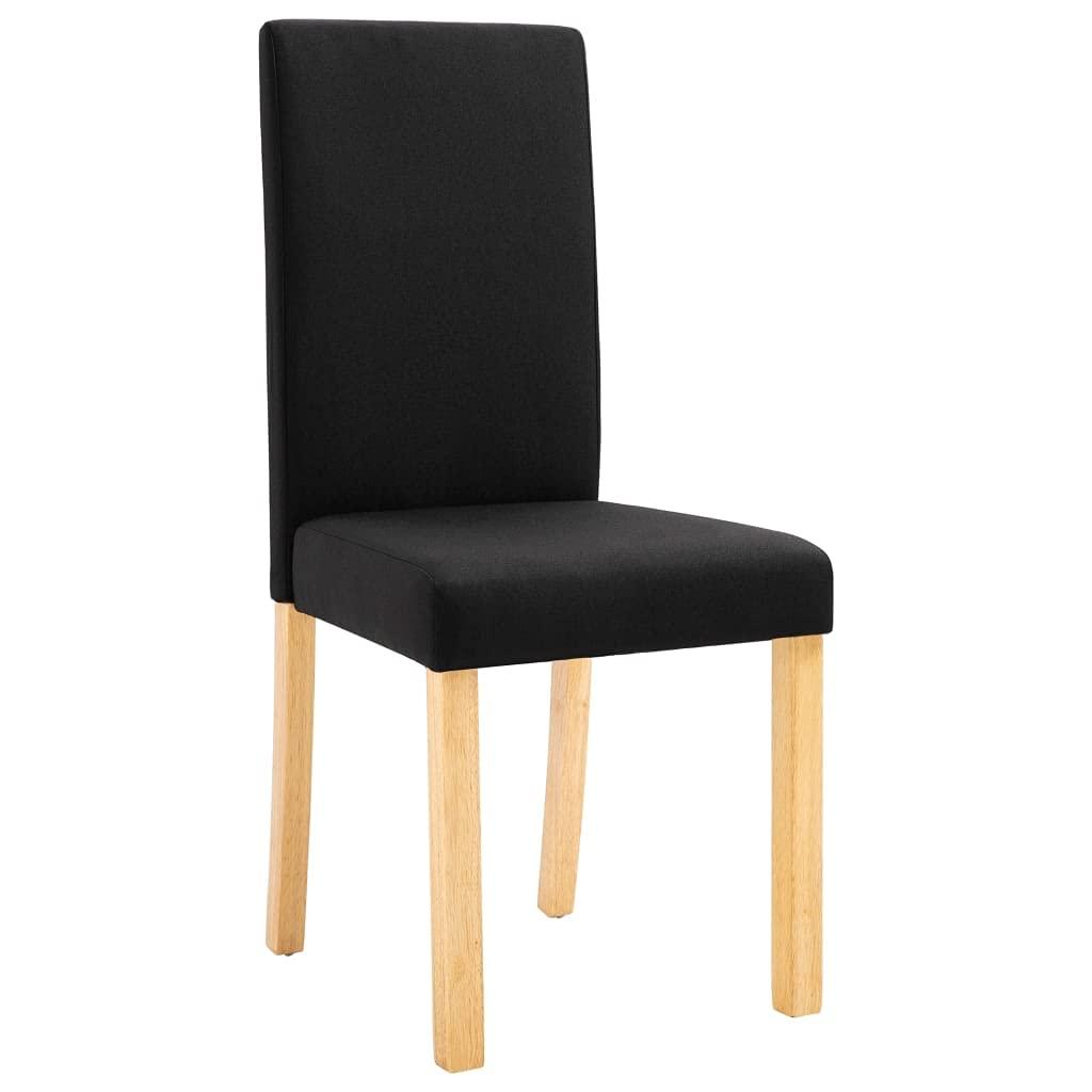 vidaXL vidaXL Dining Chairs 2 Pcs - Black Fabric Accent Side Chair with Solid Wood Legs - Ergonomic Upholstered Seating - Kitchen/Dining Room Furniture - 16.5"x20.1"x37.4"