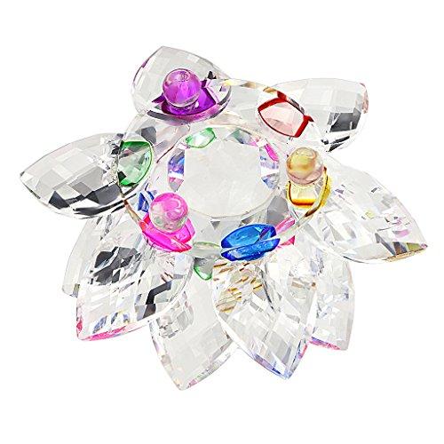 OwnMy OwnMy Sparkle Crystal Lotus Flower Hue Reflection Feng Shui Home Decor with Gift Box (3 Inch/ 80MM)