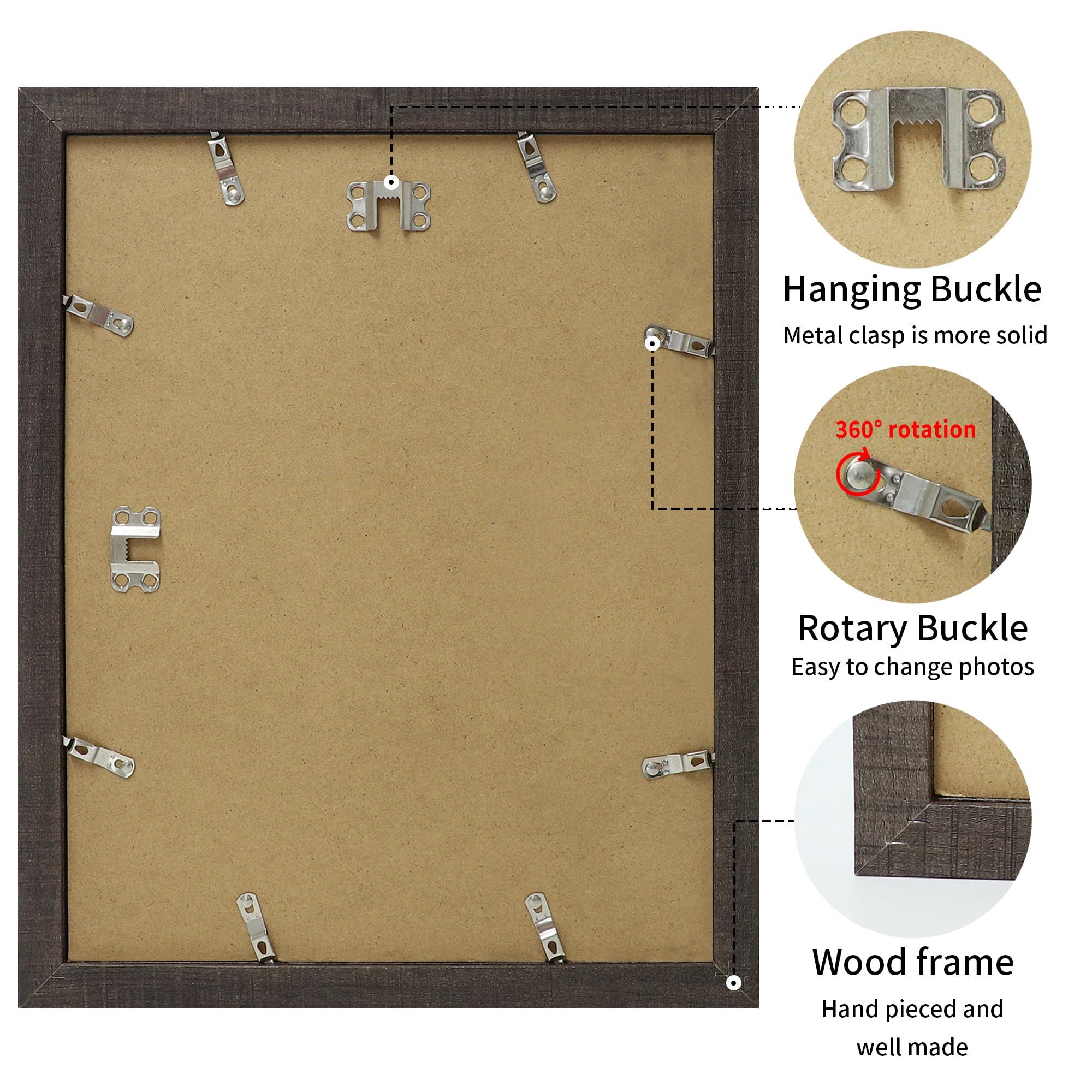 iRahmen iRahmen 11x14 Picture Frame Set of 2, HD Plexglass Picture Frames Display Poster 8x10 with Mat or 11 x 14 without Mat, Rustic Photo Frame for Poster Gallery Horizontal Vertical