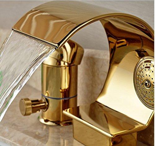 GOWE GOWE High-end Single Handle Bathroom Bathtub Faucet 3pcs Widespread Waterfall Roman Tub Mixer Taps