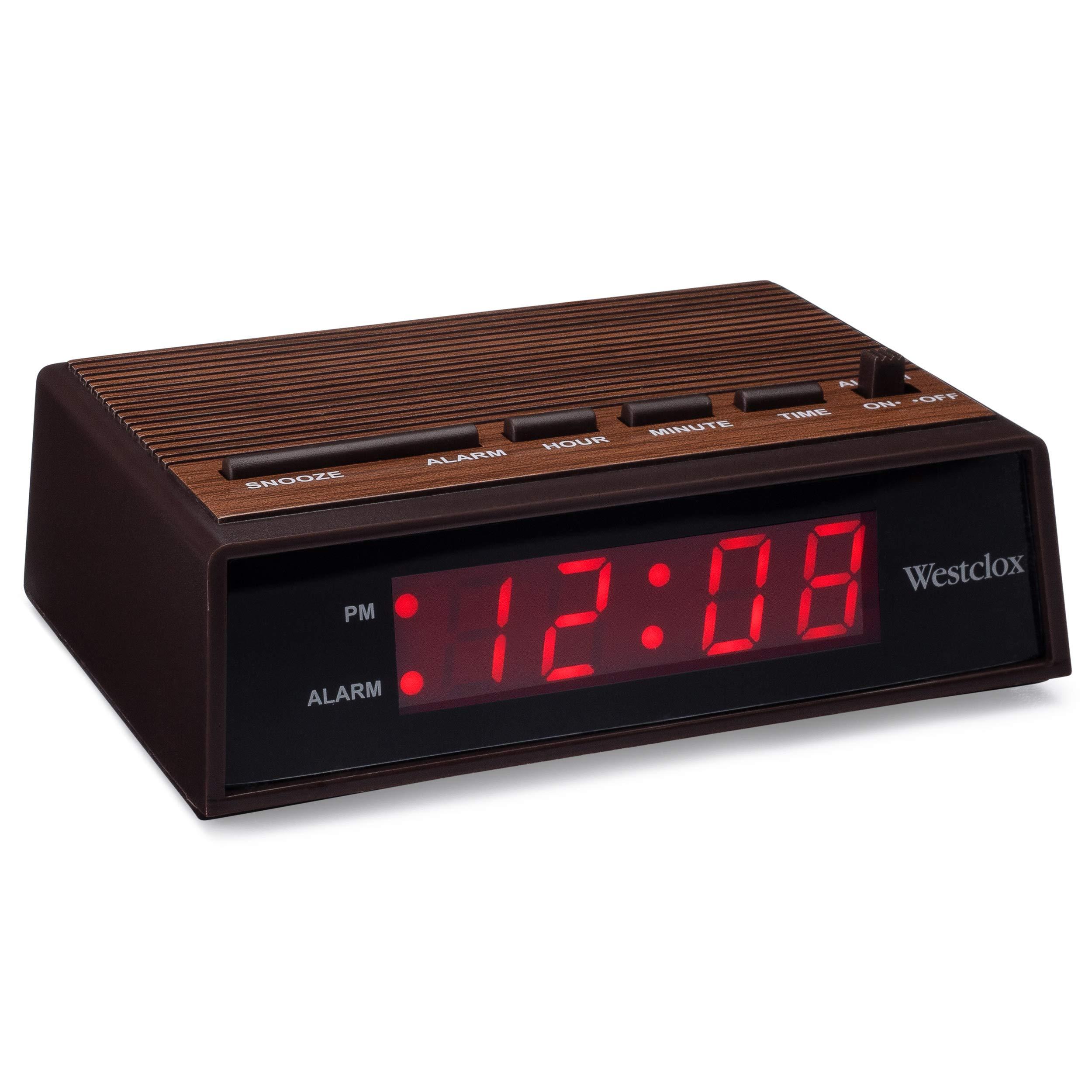 Westclox Westclox Retro Wood Style Easy To Read Super Bright Small Night Table Ascending Alarm Clock 22690.