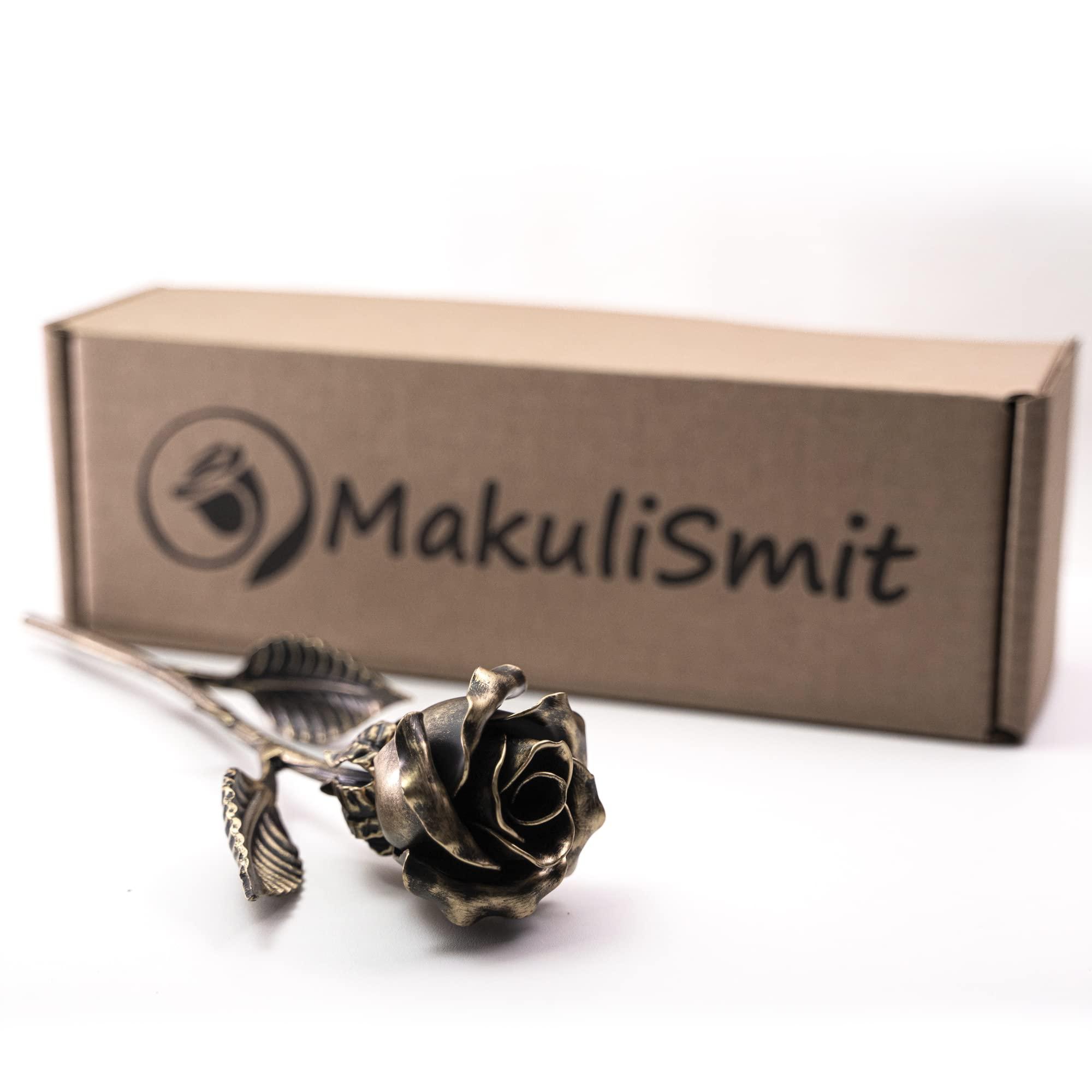 MakuliSmit MakuliSmit Handcrafted Bronze Metal Rose - Solid Gift of Everlasting Love - 8th 19th Wedding for Her