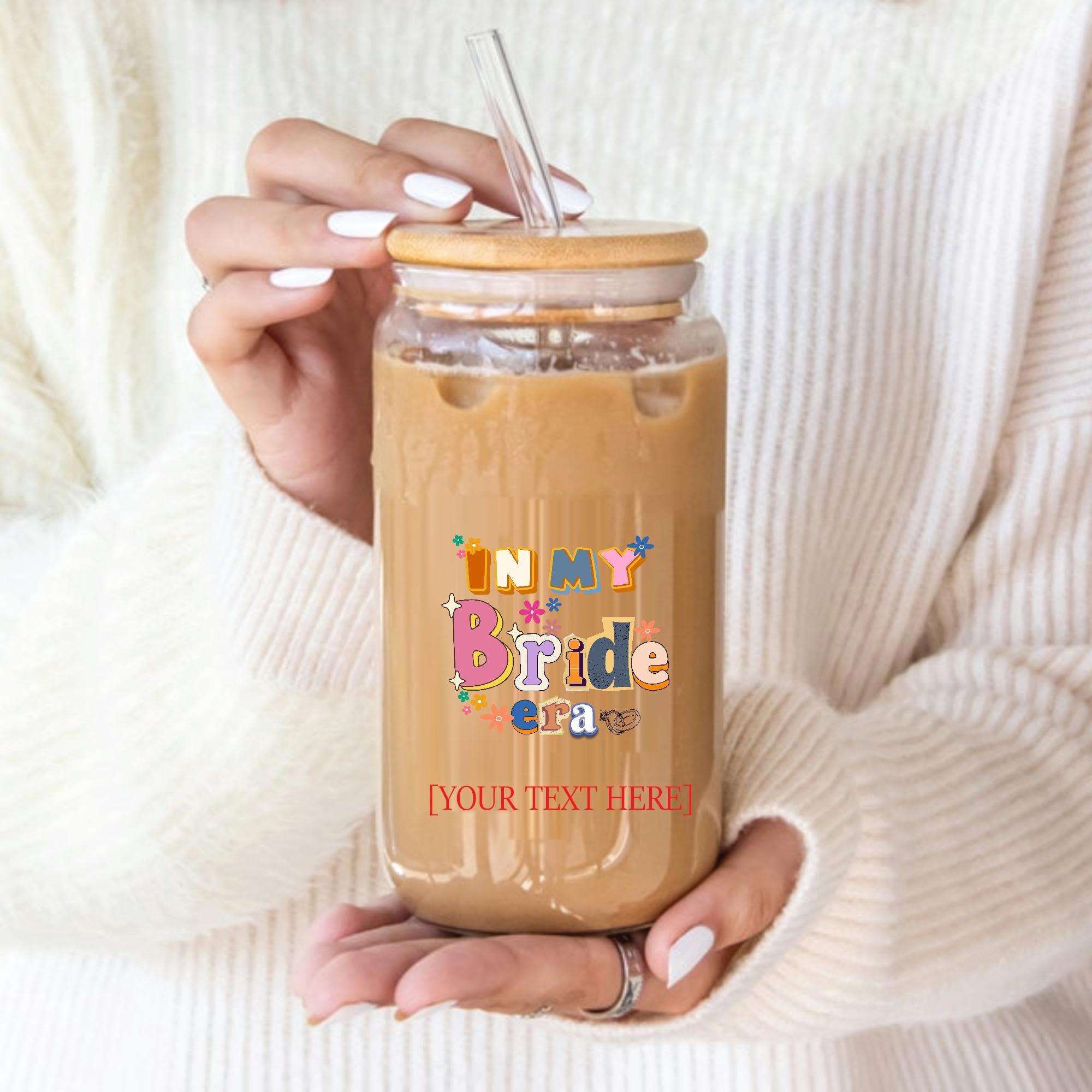 Generic In My Bride Era Gifts for Bachelorette Engaged Bridesmaids Matching Bridal Party Present Ideas 16Oz Glass Can with Lid and Straw