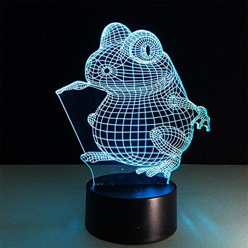 ATD (Advanced Tool Design) ATD 3D Optical Illusion Colorful Gradient Cute Frog LED Children Kids Bedroom Bedside Night Light Table Lamp with 15 Keys Remote Control
