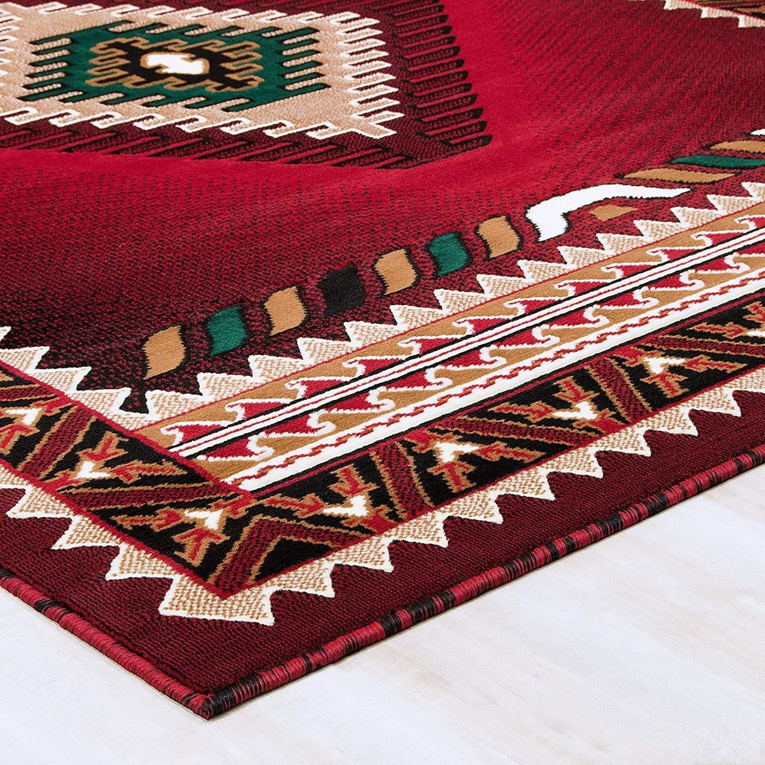 Champion Rugs Champion Rugs Navajo Aztec Arrows Native American Geometric Area Rug Red (5 Feet 3 Inch X 7 Feet 5 Inch)